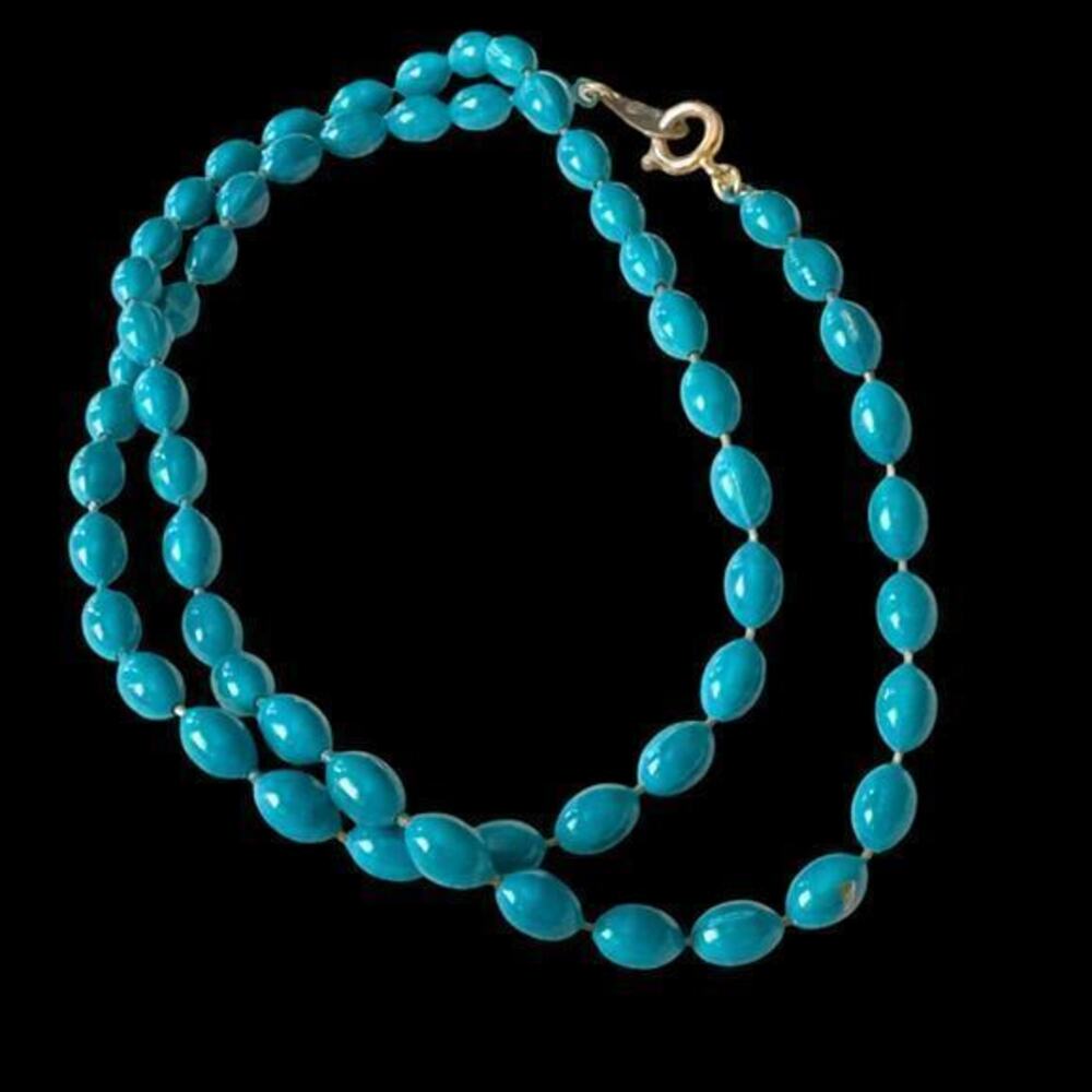 Vintage Oops A Daisy Beaded Necklace Tiffany Turquoise Blue Duck Beads 18”